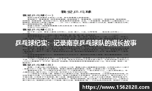 乒乓球纪实：记录南京乒乓球队的成长故事